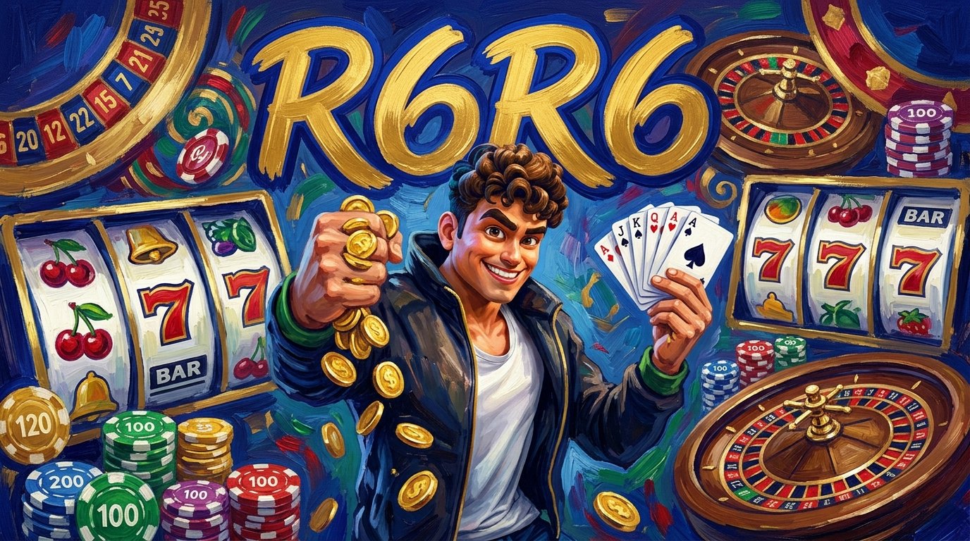 Ilustrasi meja kerja redaksi dengan catatan tentang fitur dan etika bermain di R6R6